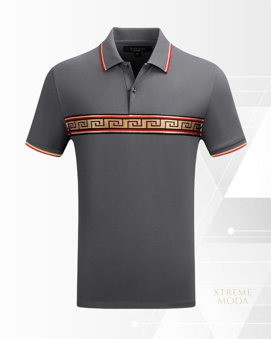 Fashion greek design polo shirt Gray