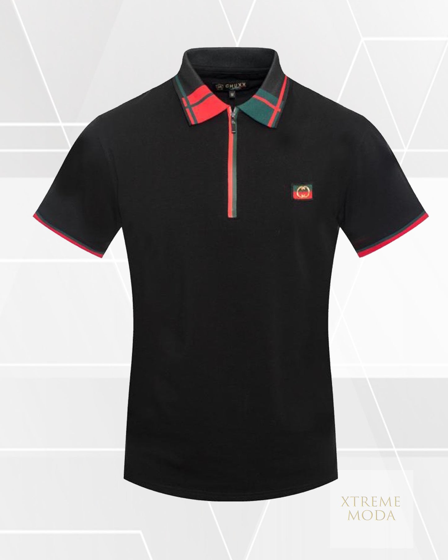 Fashion zip polo shirt black