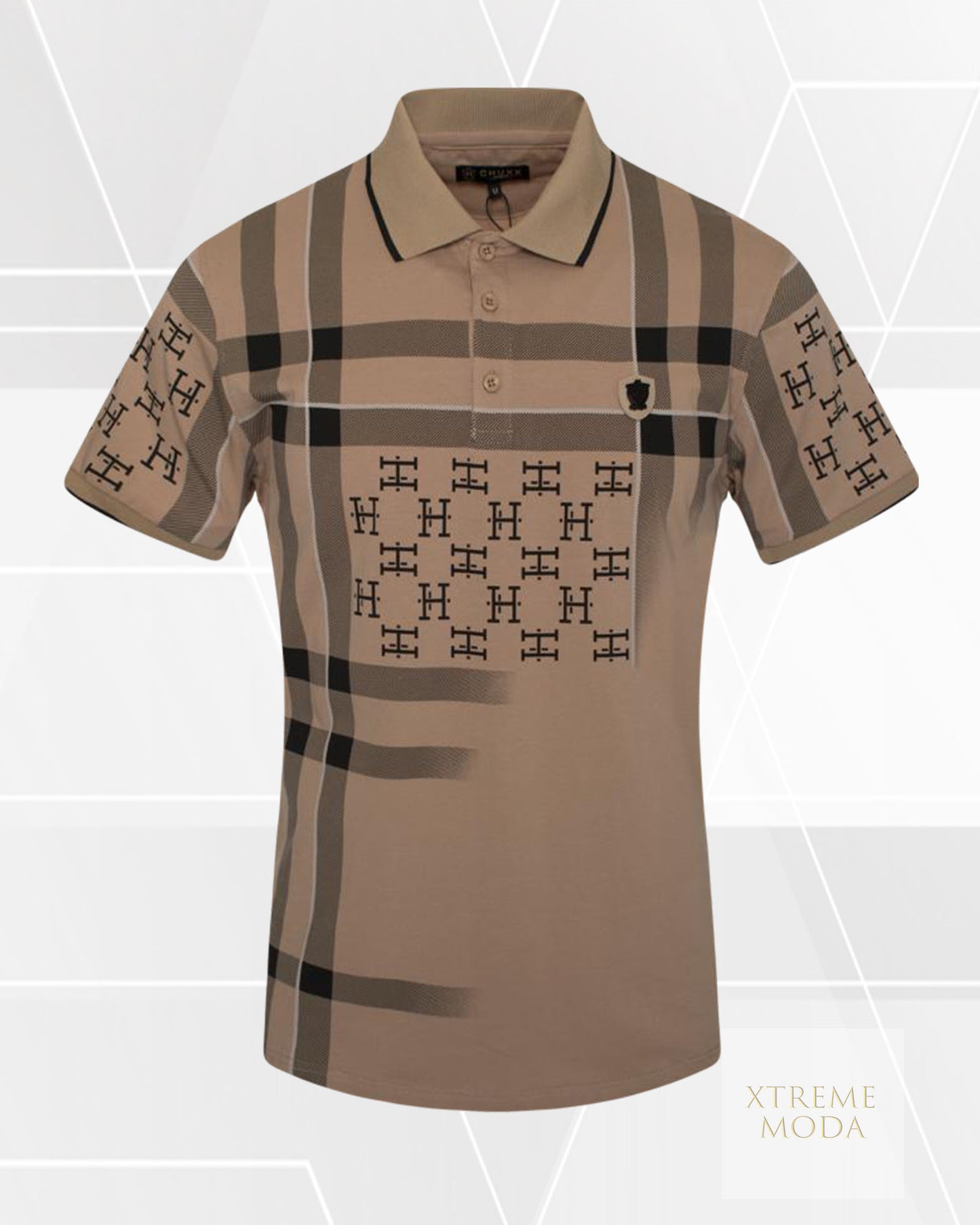 Fashion stripes polo shirt Khaki