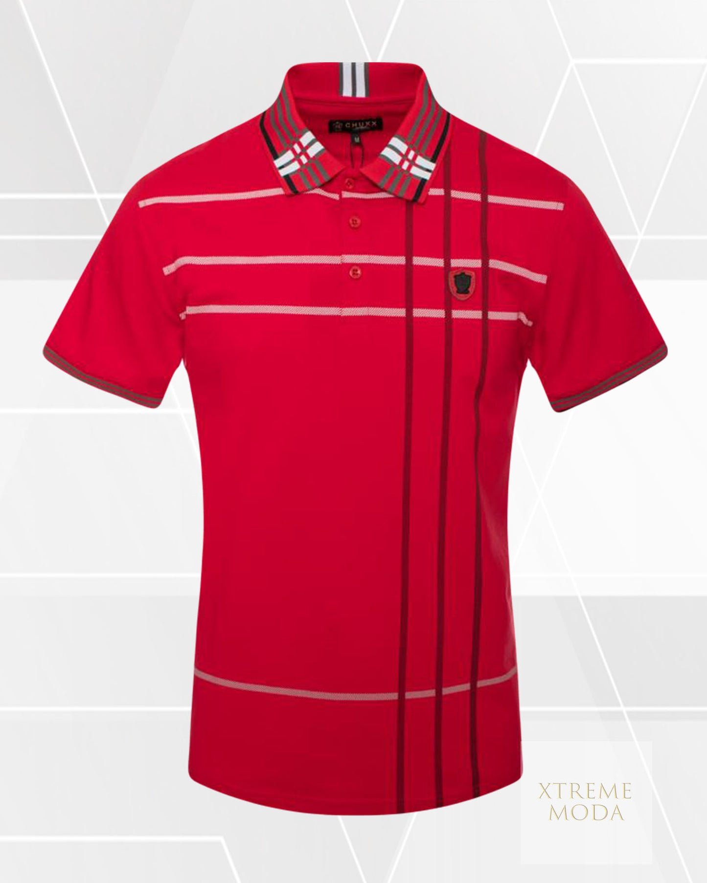 Fashion stripes polo shirt Red