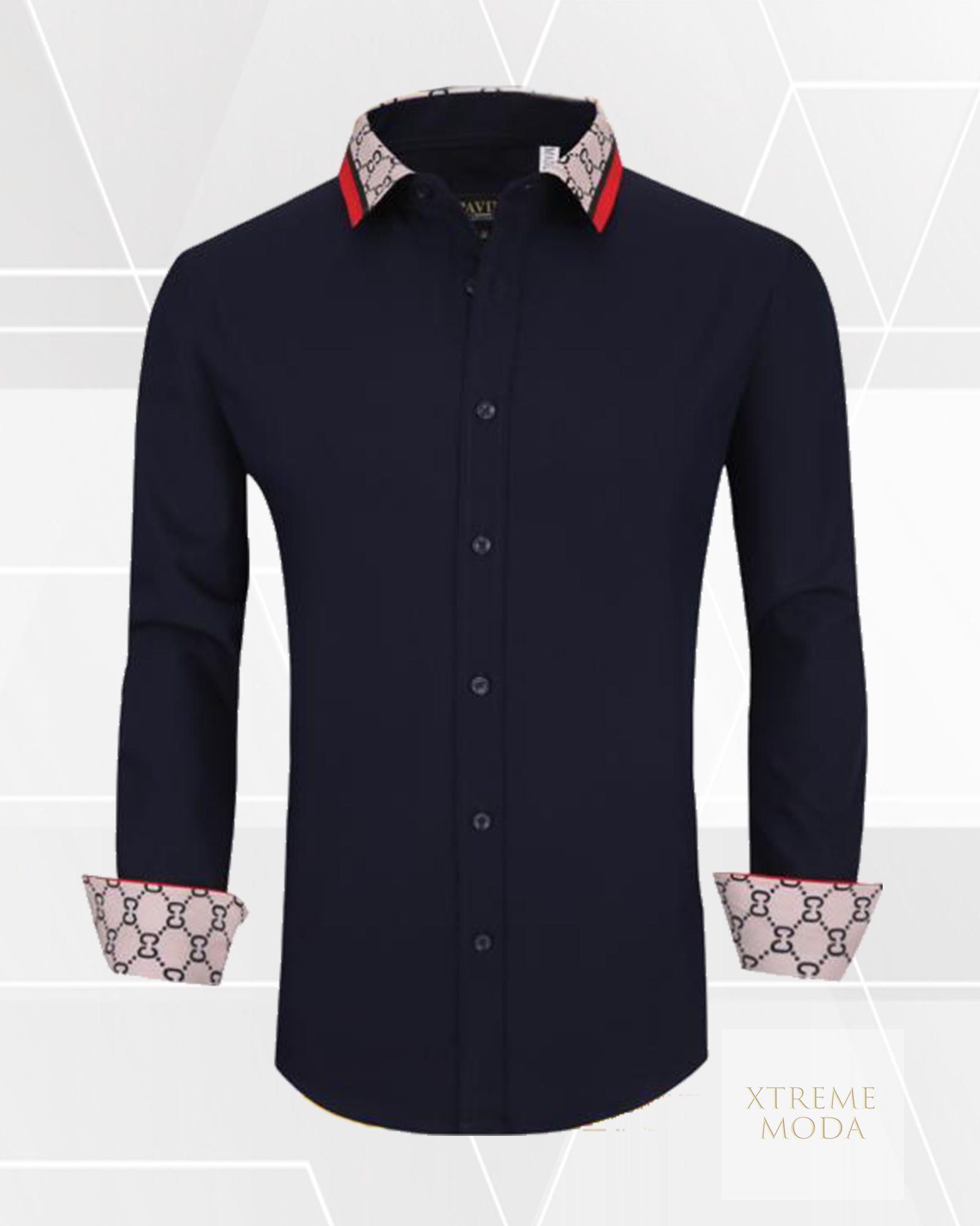 Regular fit CC pattern design fashion shirt navy