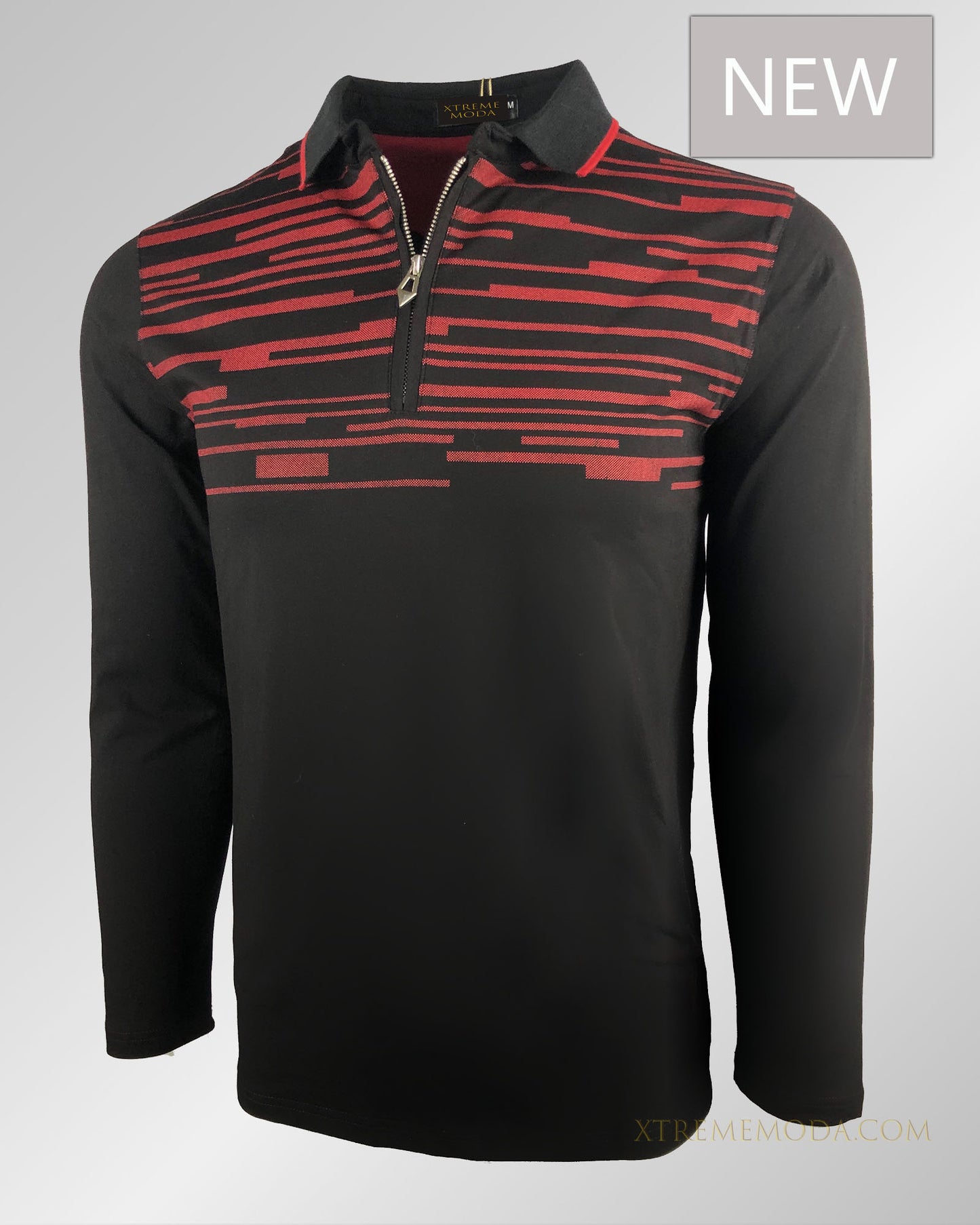 Slim fit Long sleeve polo shirt 1860 Black