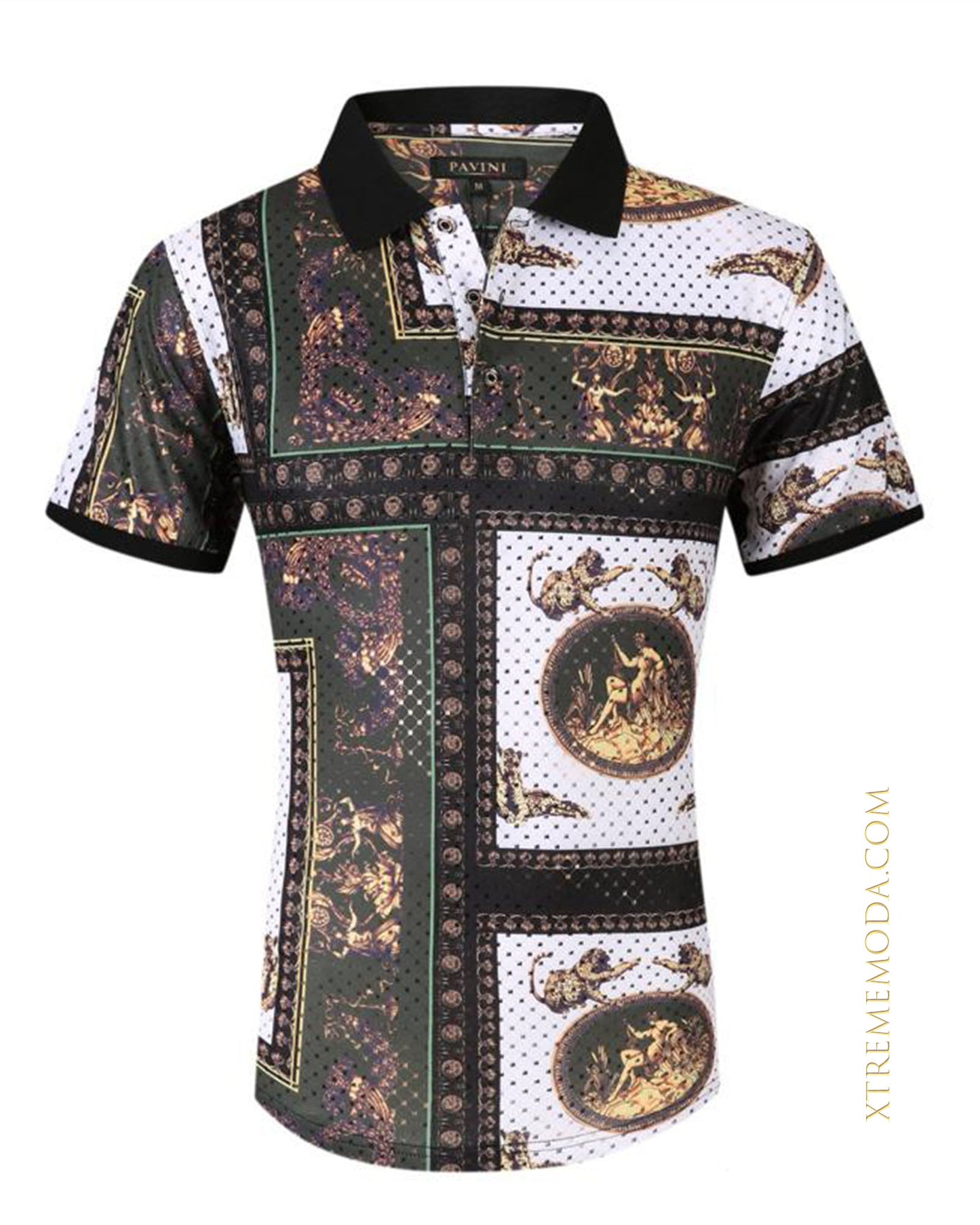 Fashion print polo shirt Green