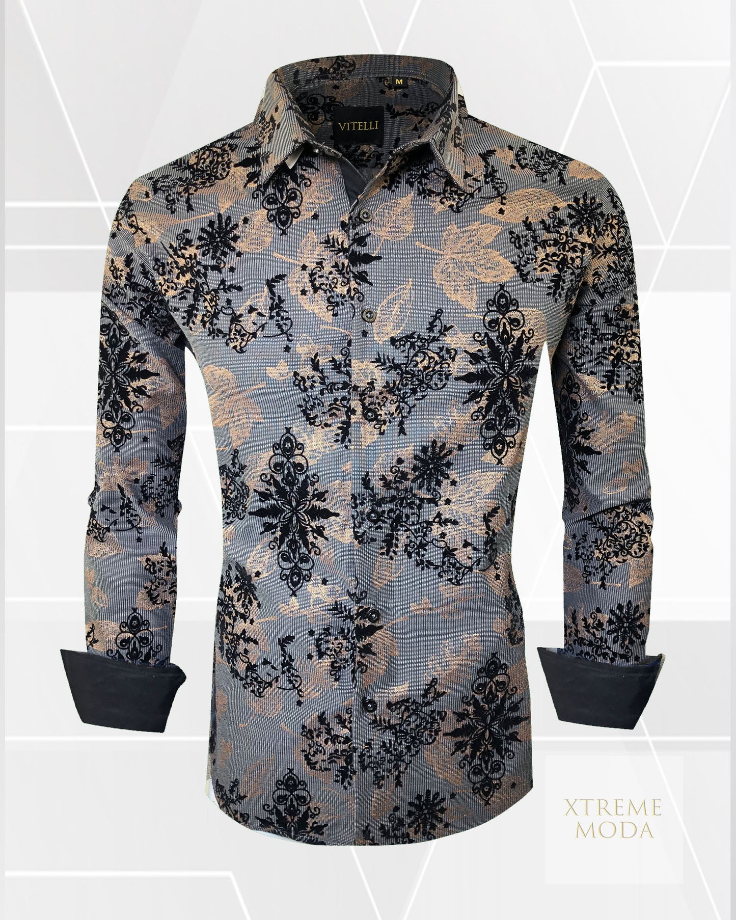 Vitelli regular fit fashion shirt gray/blk