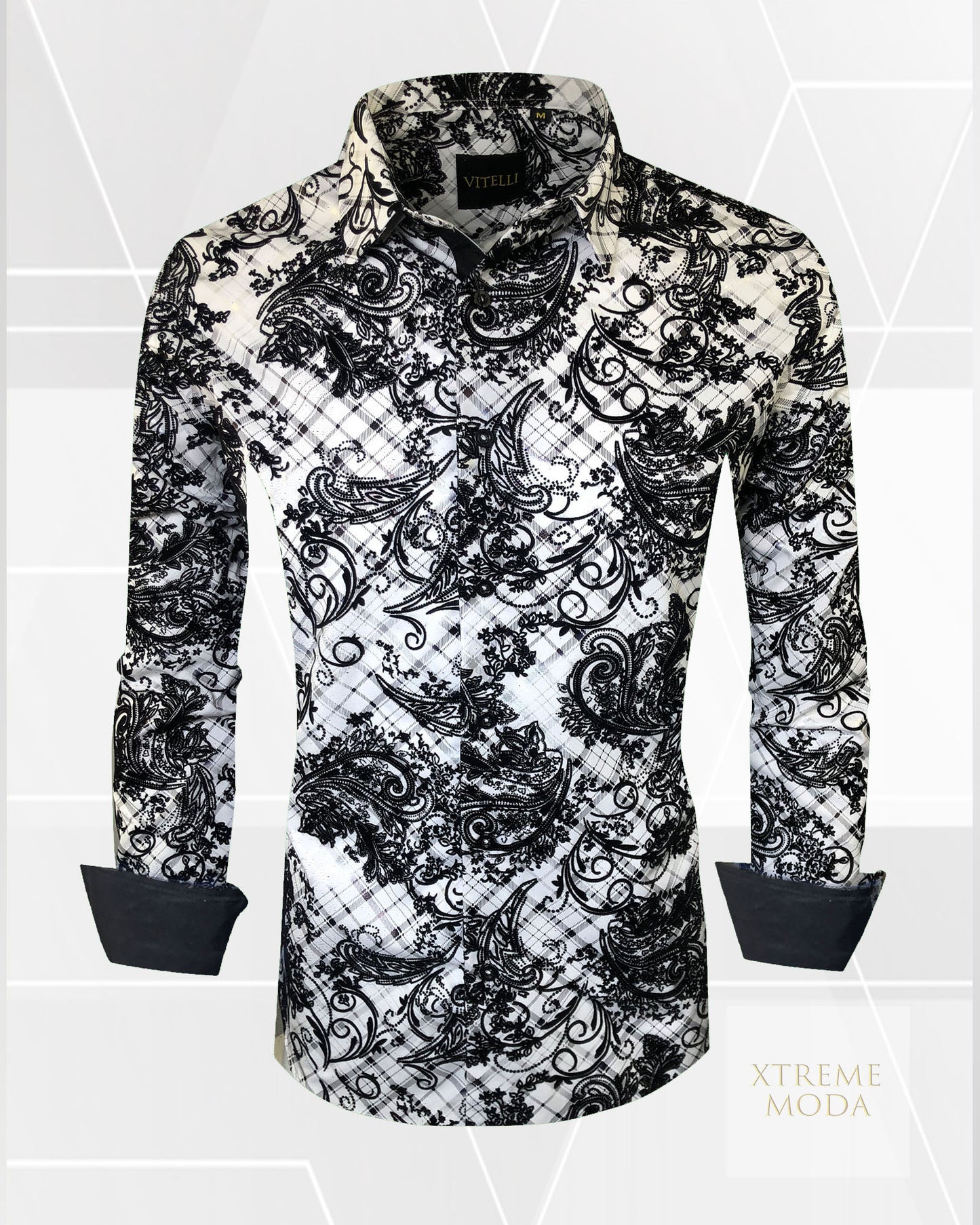 Vitelli regular fit fashion shirt wht/blk