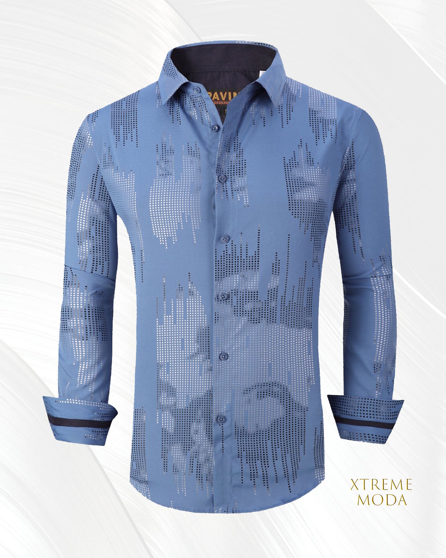 Regular fit fashion print shirt blue