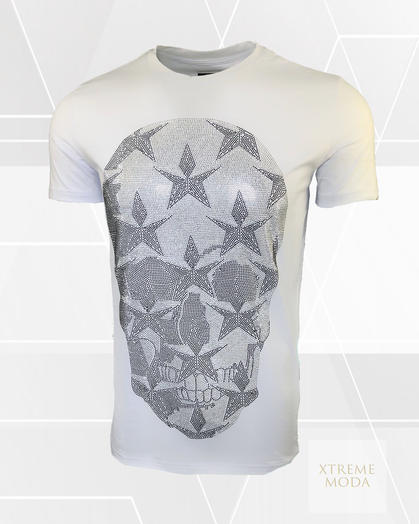 Skull rhinestones tee white