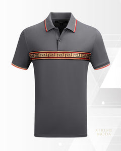 Fashion greek design polo shirt Gray