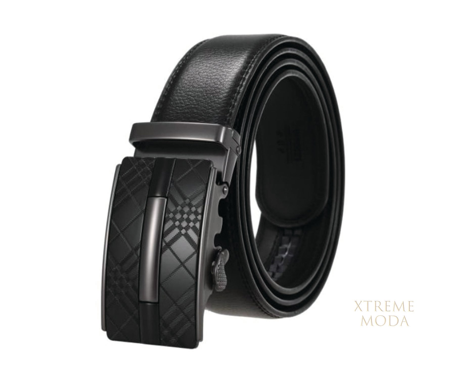 Plaid buckle automatic fashion belt