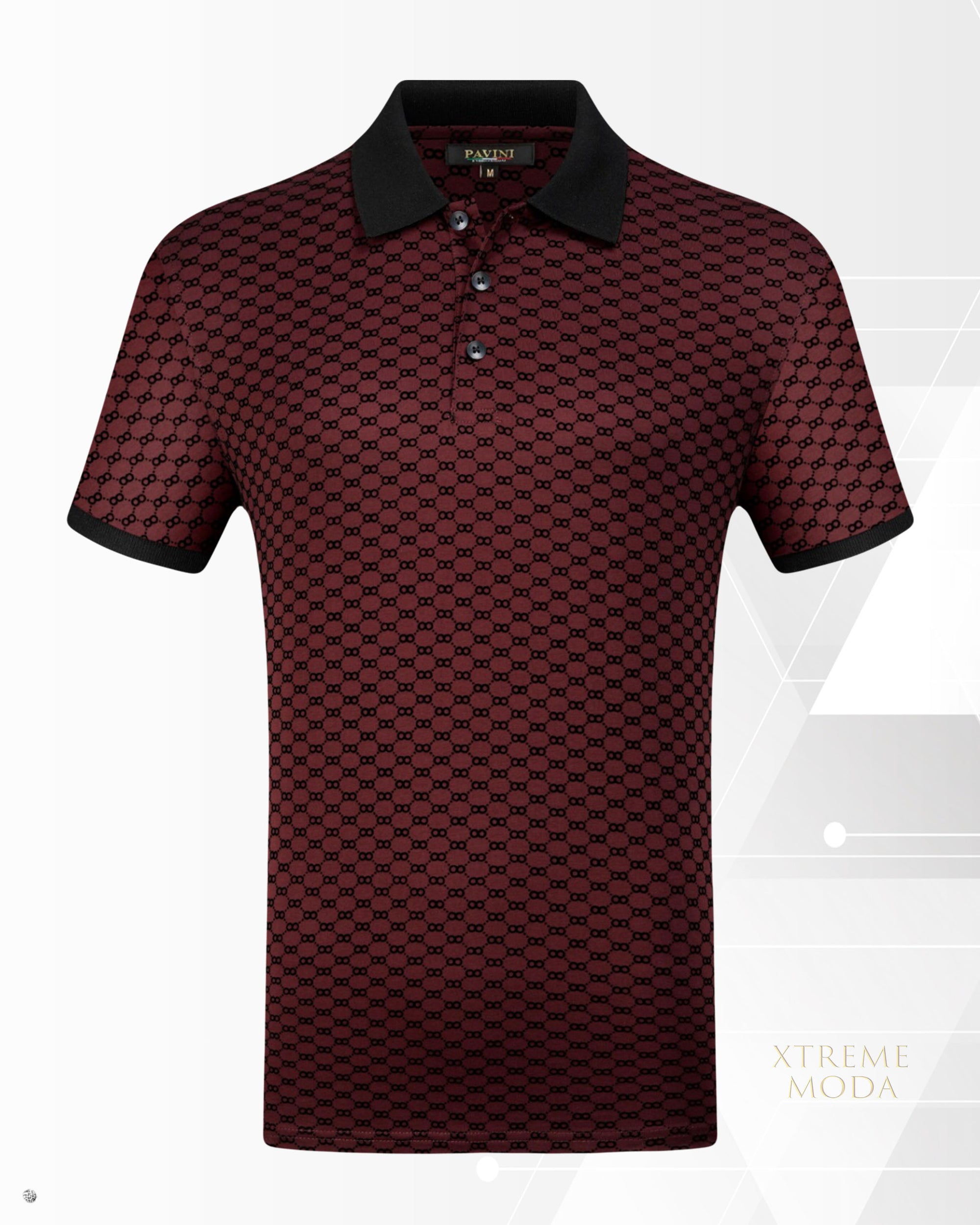 multi 8 pattern polo shirt burgundy
