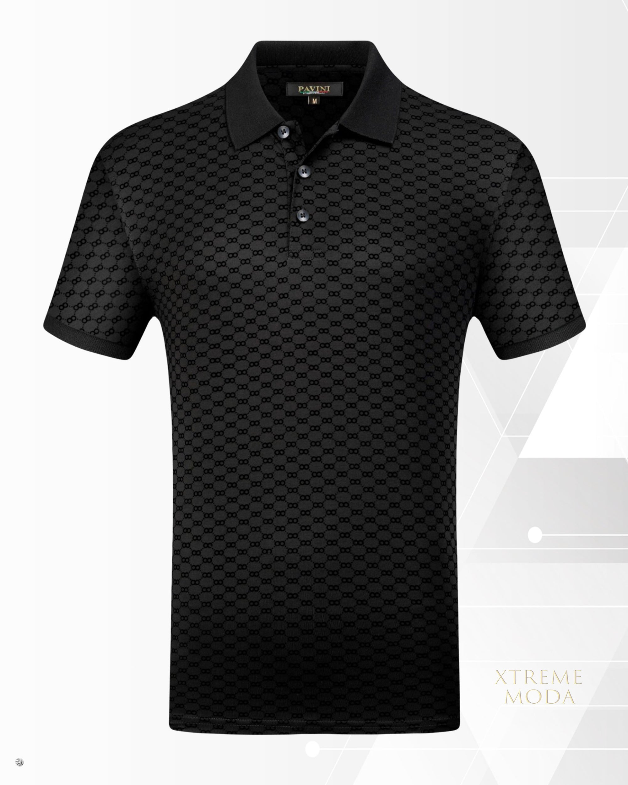 multi 8 pattern polo shirt black