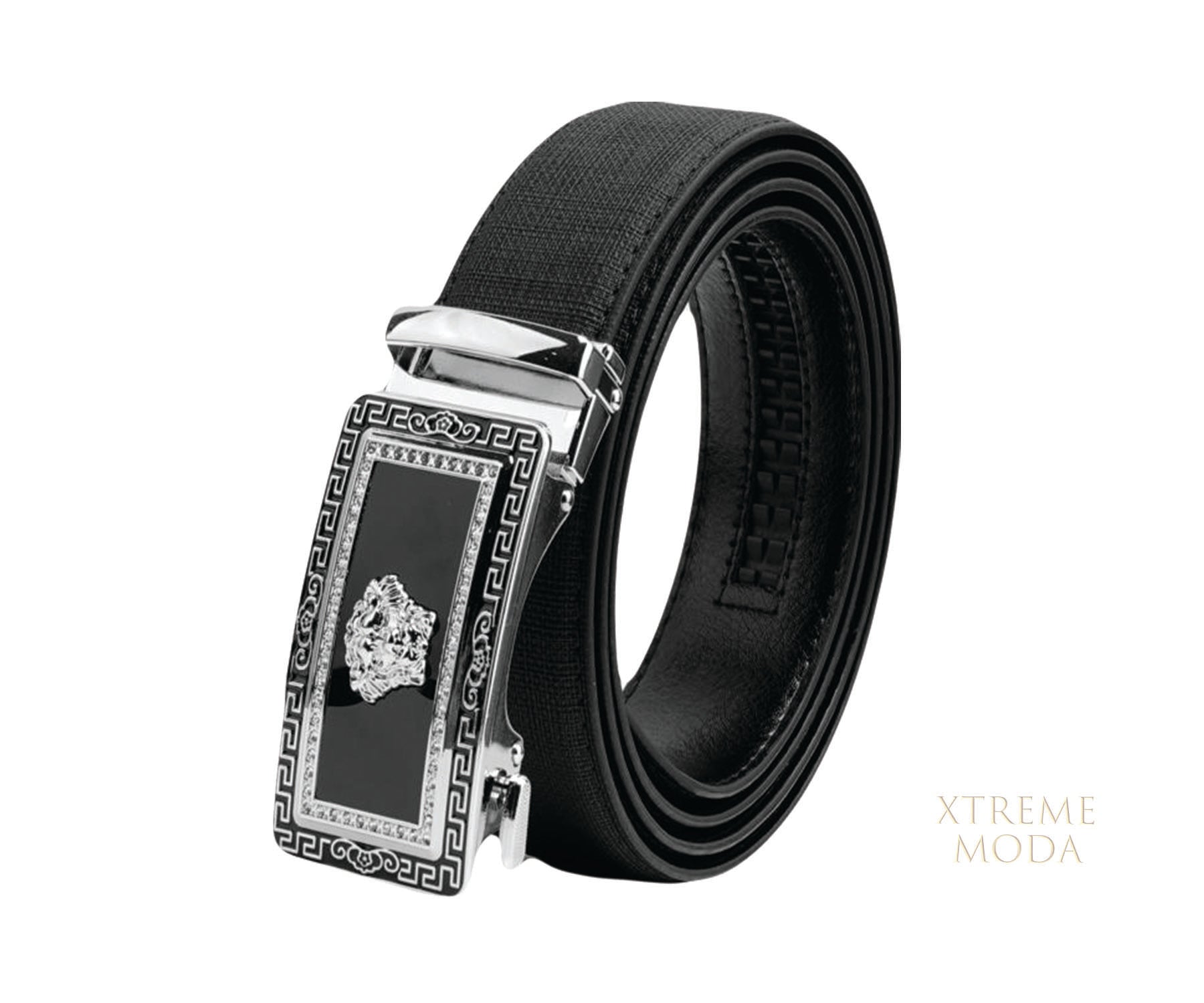 Men's Black Pu Leather Belt With Automatic Buckle, Korean Style