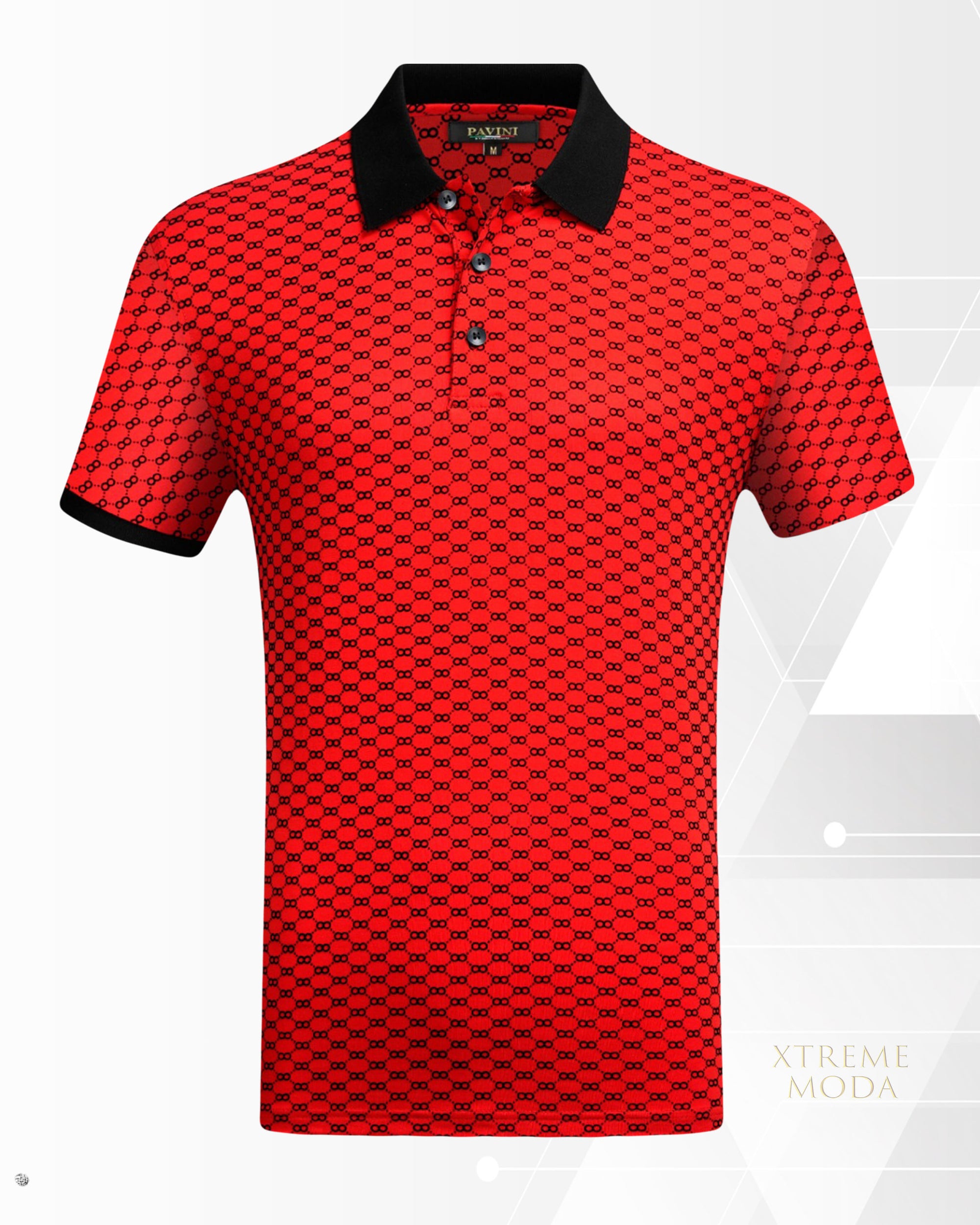 multi 8 pattern polo shirt Red