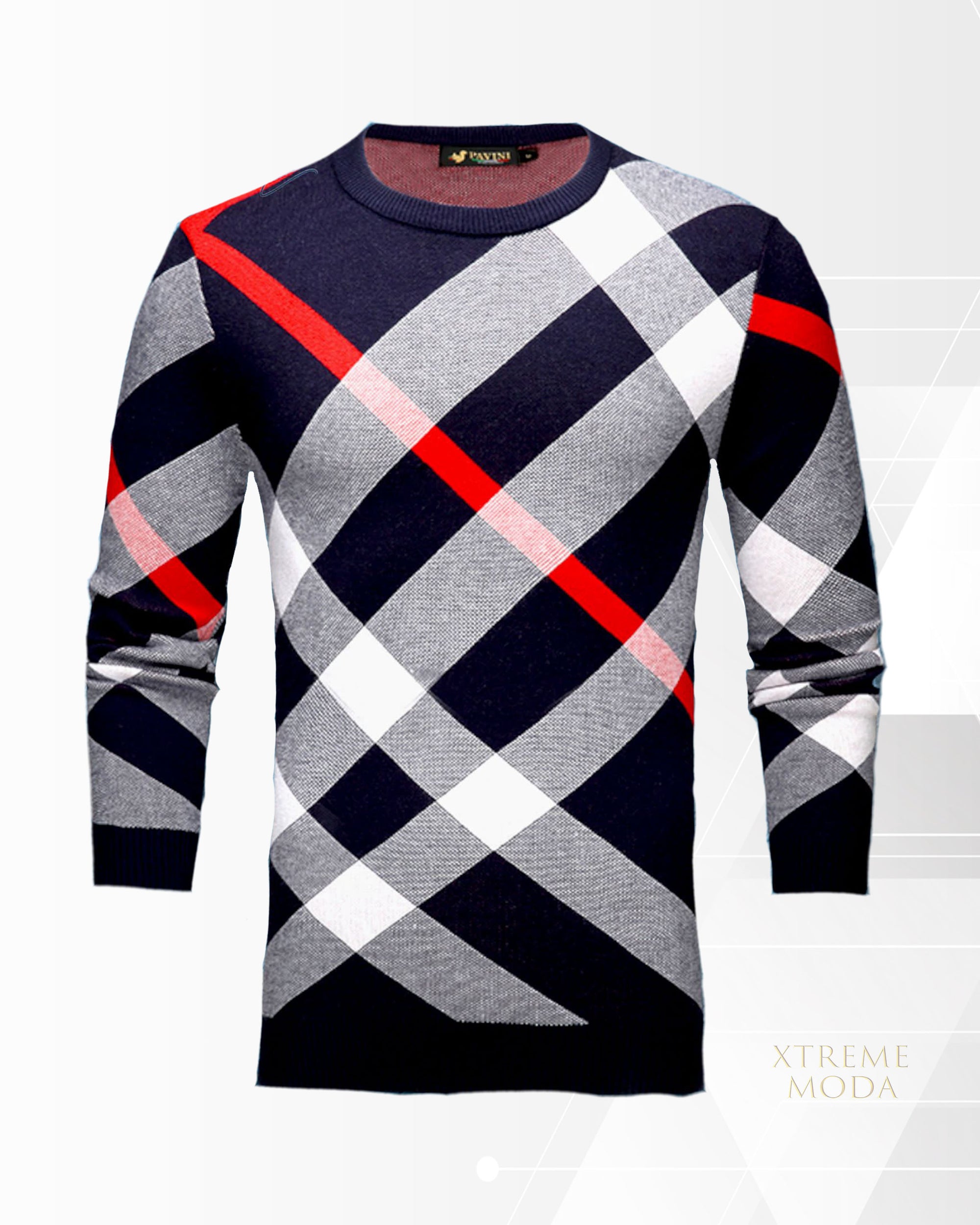fashion plaid sweater Navy