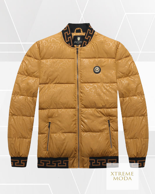 Greek design puffer jacket gold