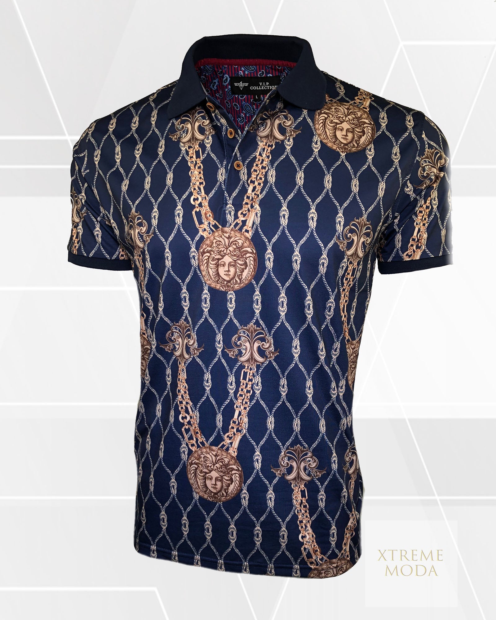 Fashion medusa pattern polo shirt
