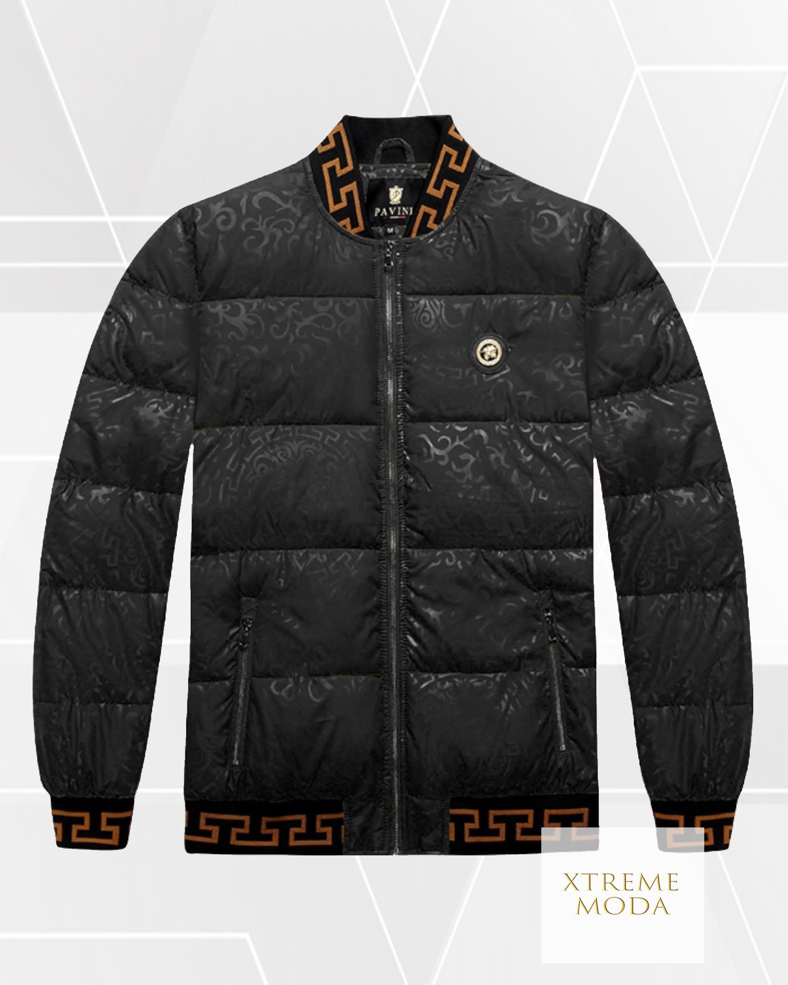 Greek design puffer jacket black