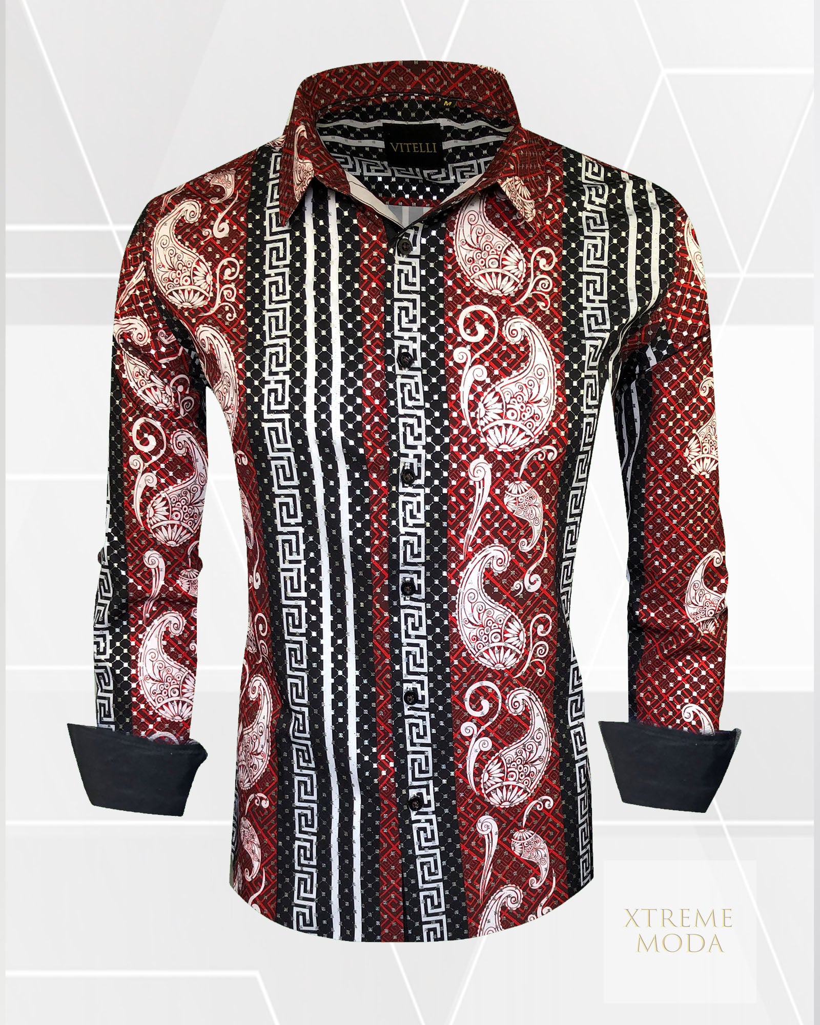 Vitelli modern fit fashion shirt blk/red
