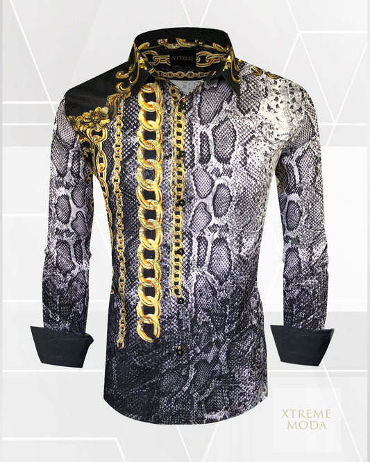 Vitelli modern fit fashion shirt snake print