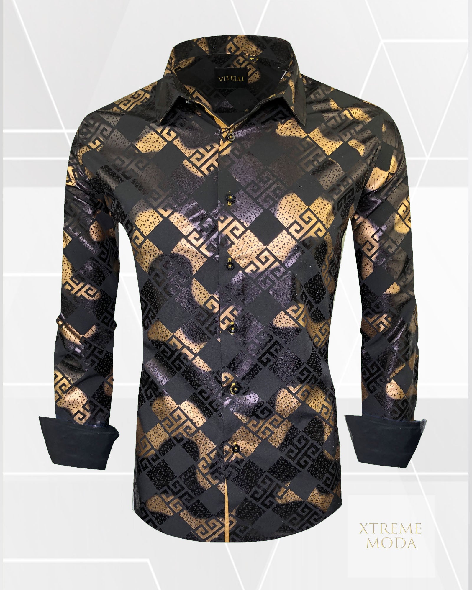 Vitelli modern fit fashion shirt blk/gld