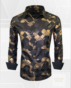 Vitelli modern fit fashion shirt blk/gld