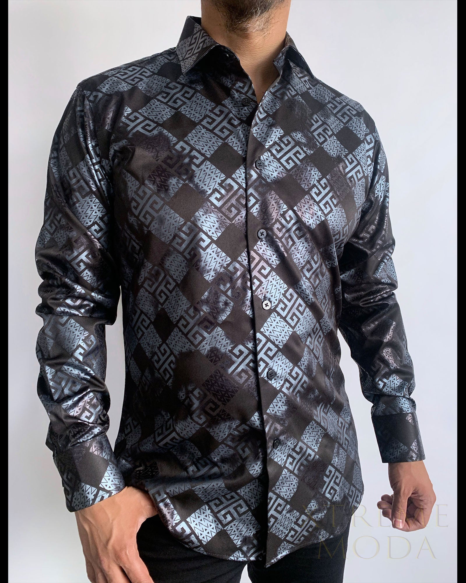 Slim fit Lamasini fashion shirt 4365 Black