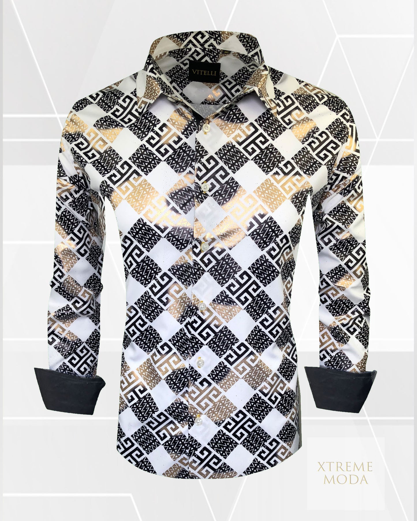 Vitelli modern fit fashion shirt wht/gld