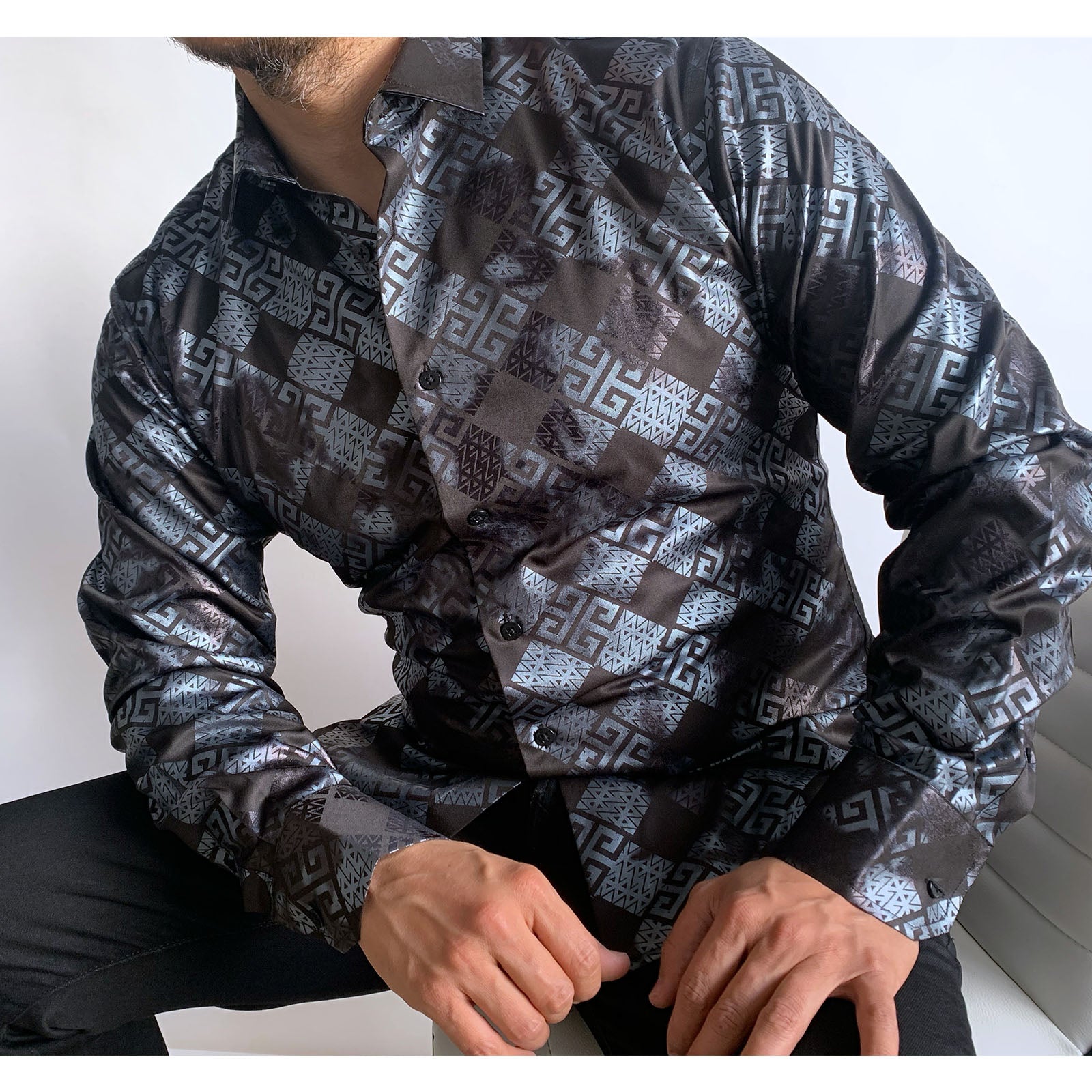 Slim fit Lamasini fashion shirt 4365 Black