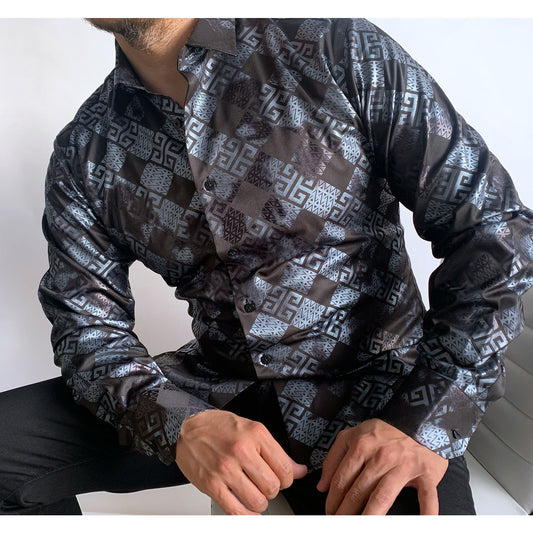 Slim fit Lamasini fashion shirt 4365 Black