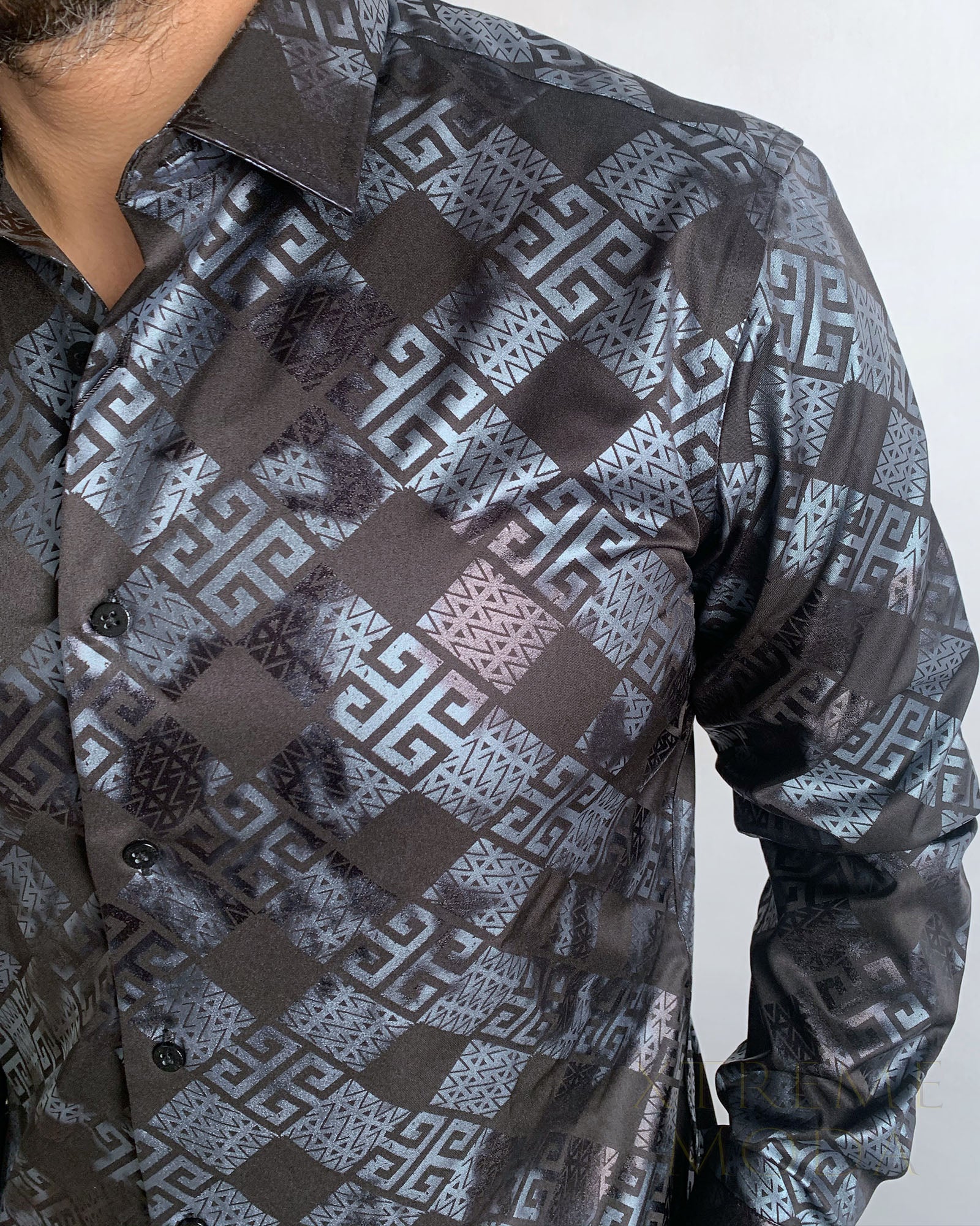 Slim fit Lamasini fashion shirt 4365 Black