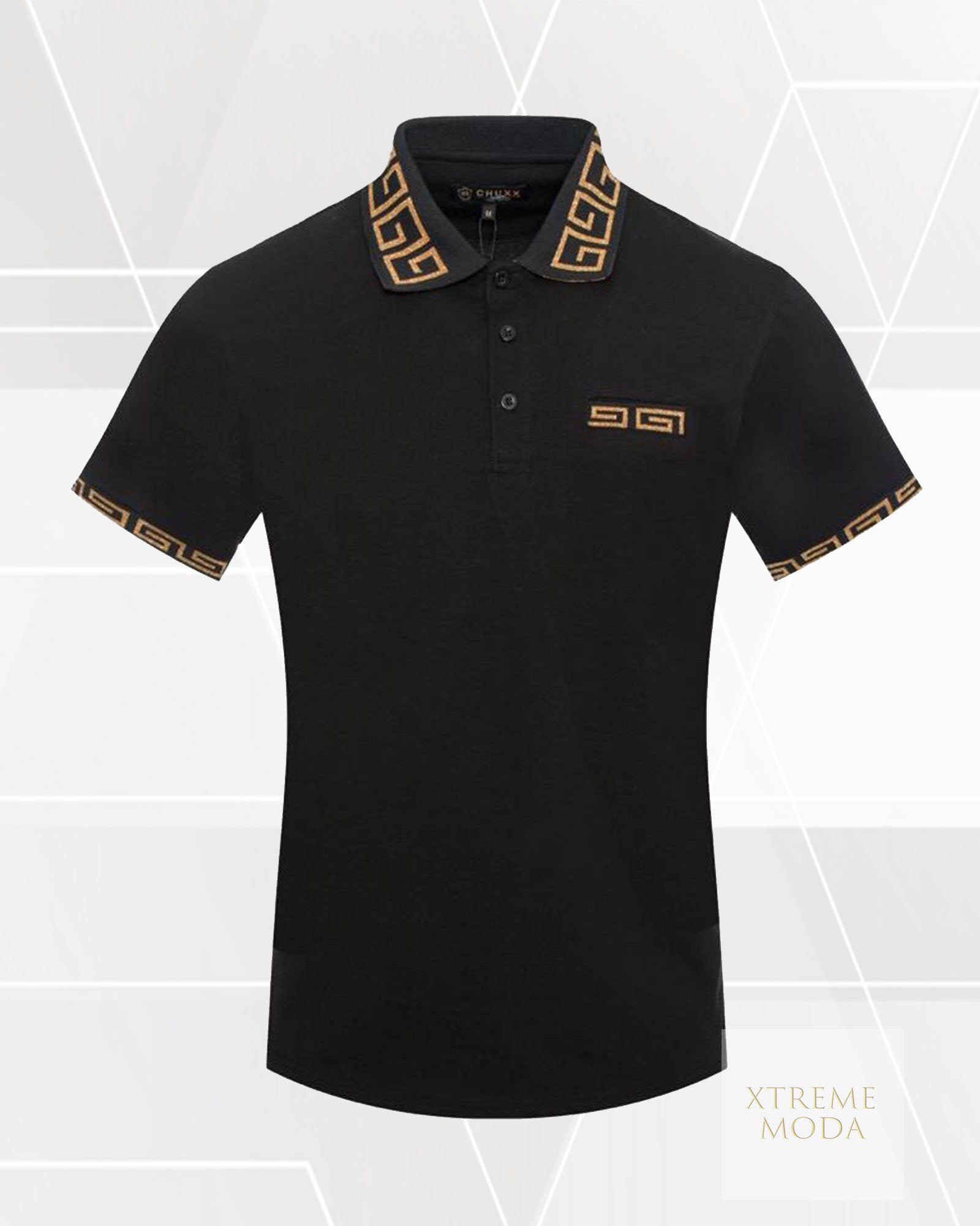Fashion Greek design polo shirt blk
