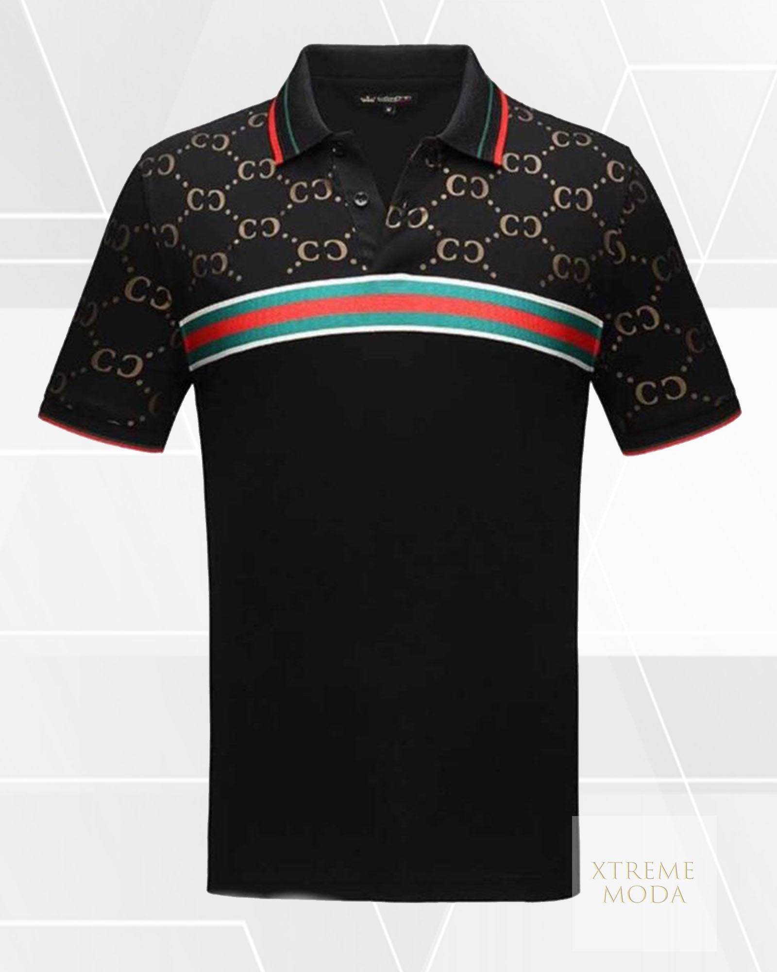 Fashion cc pattern polo shirt blk