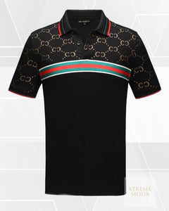 Fashion cc pattern polo shirt blk