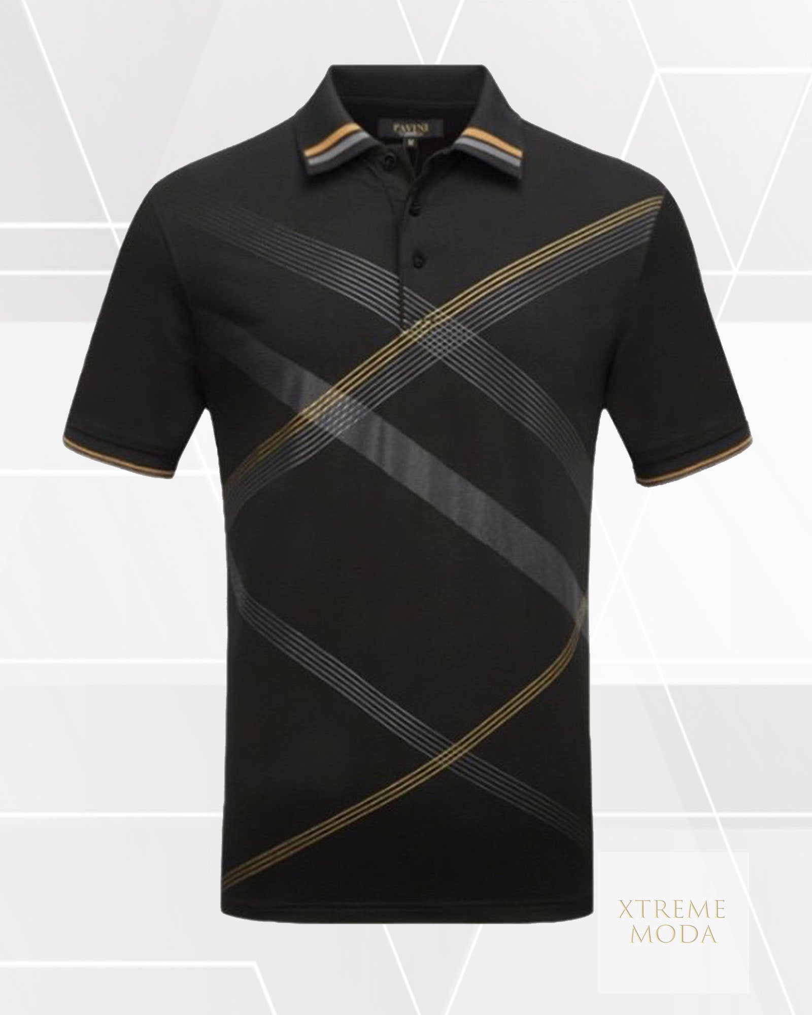 Fashion stripes polo shirt blk