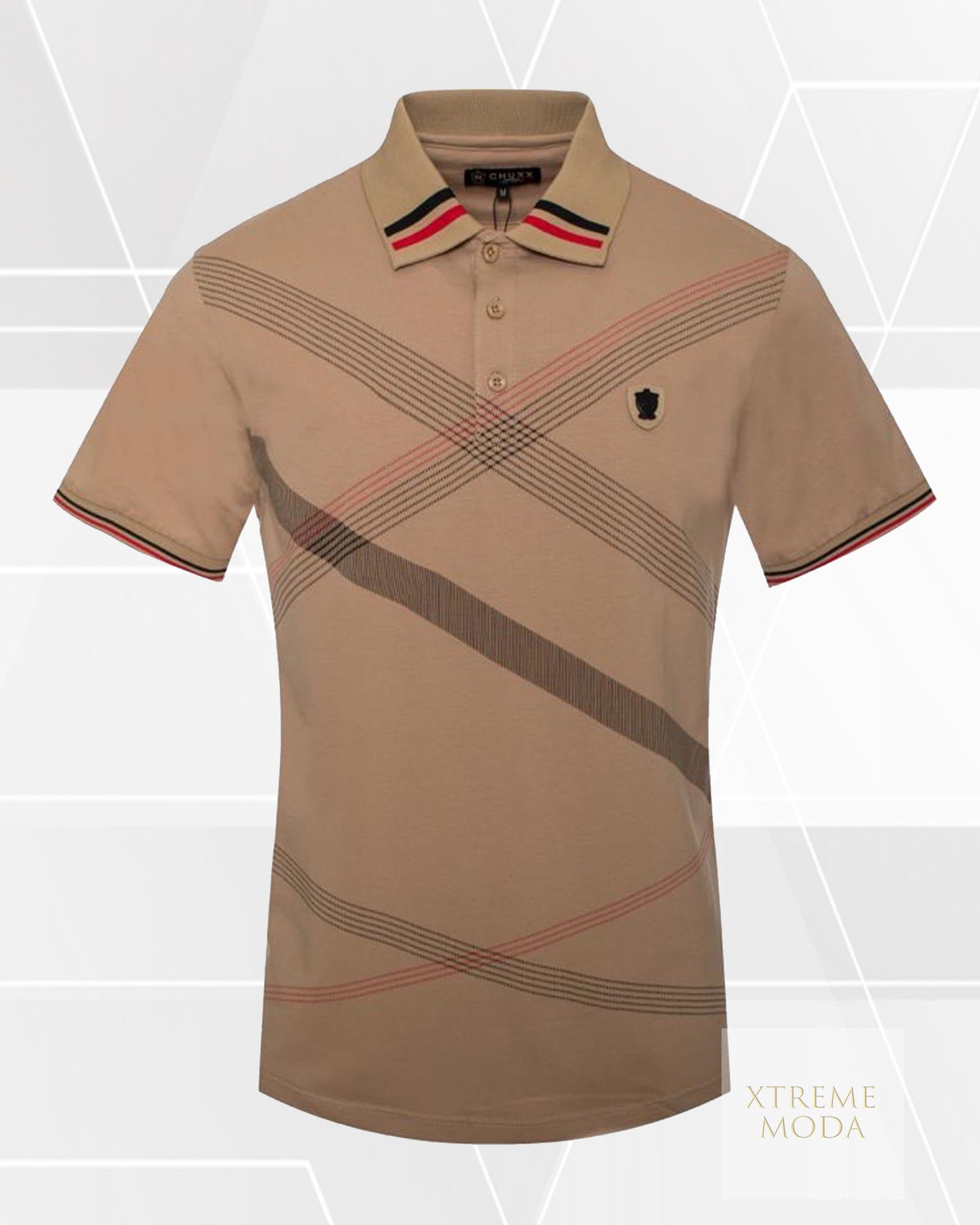 Fashion stripes polo shirt Khaki