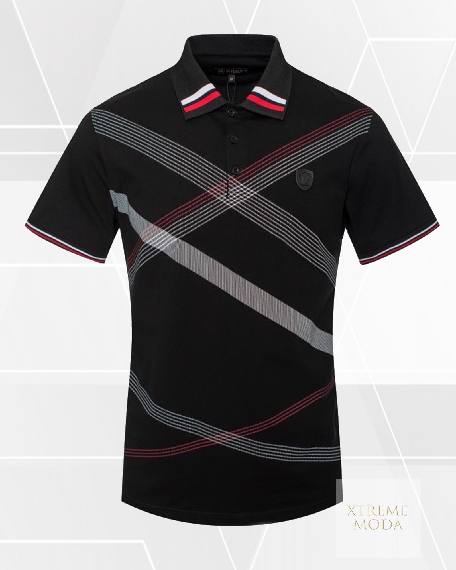 Fashion stripes polo shirt Black
