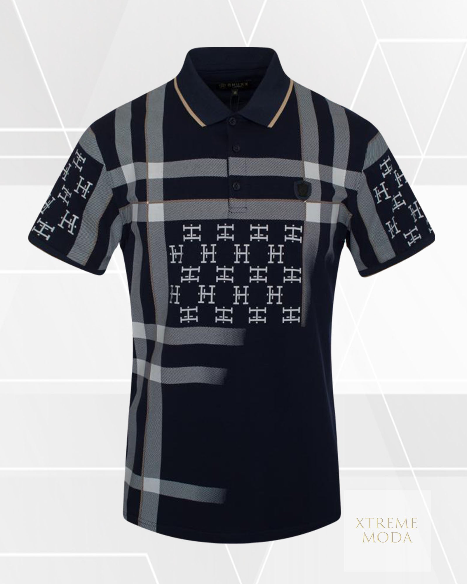 Fashion stripes polo shirt Navy