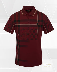 Fashion stripes polo shirt Burgundy