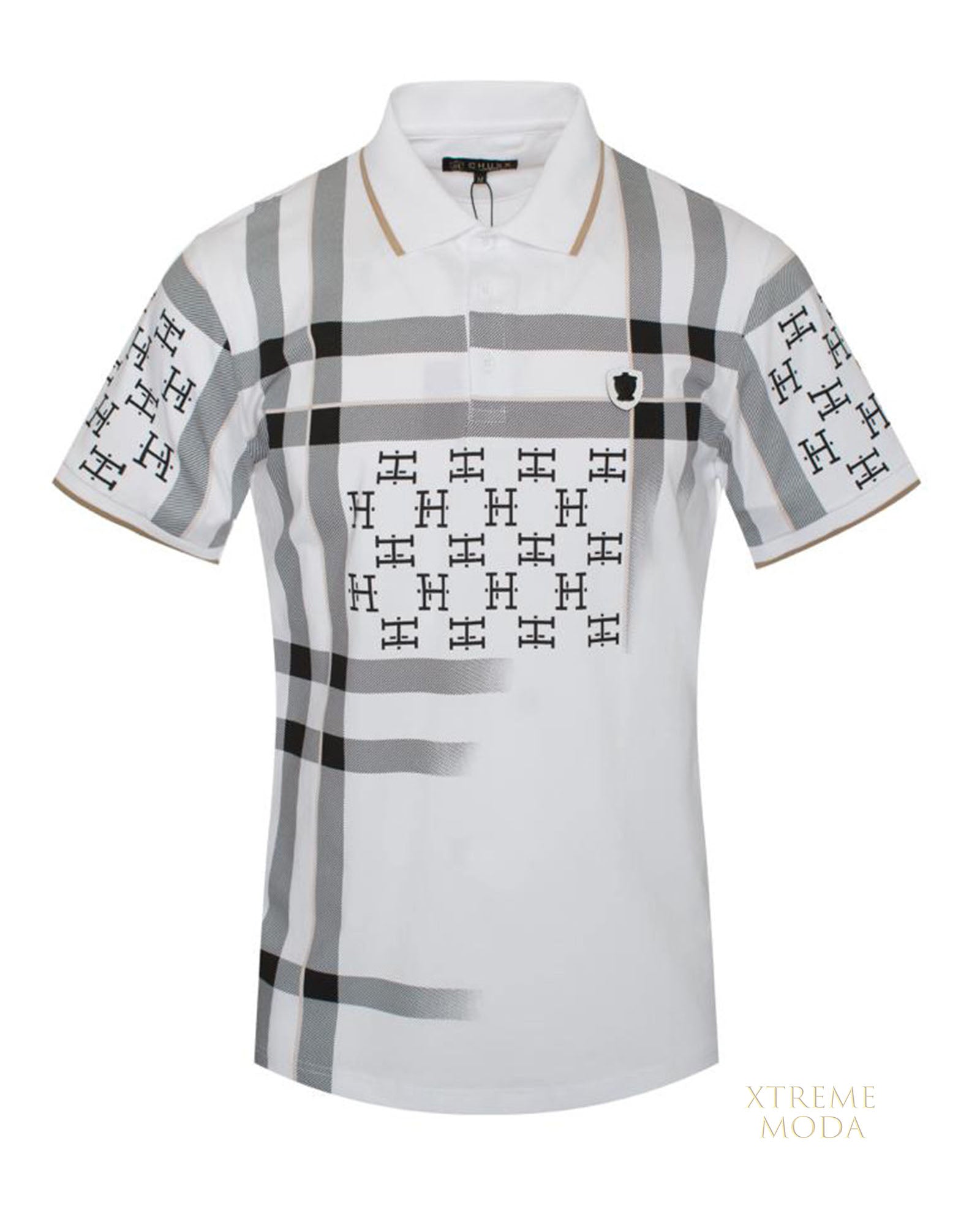Fashion stripes polo shirt White