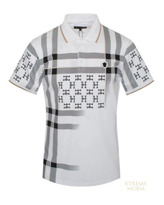 Fashion stripes polo shirt White