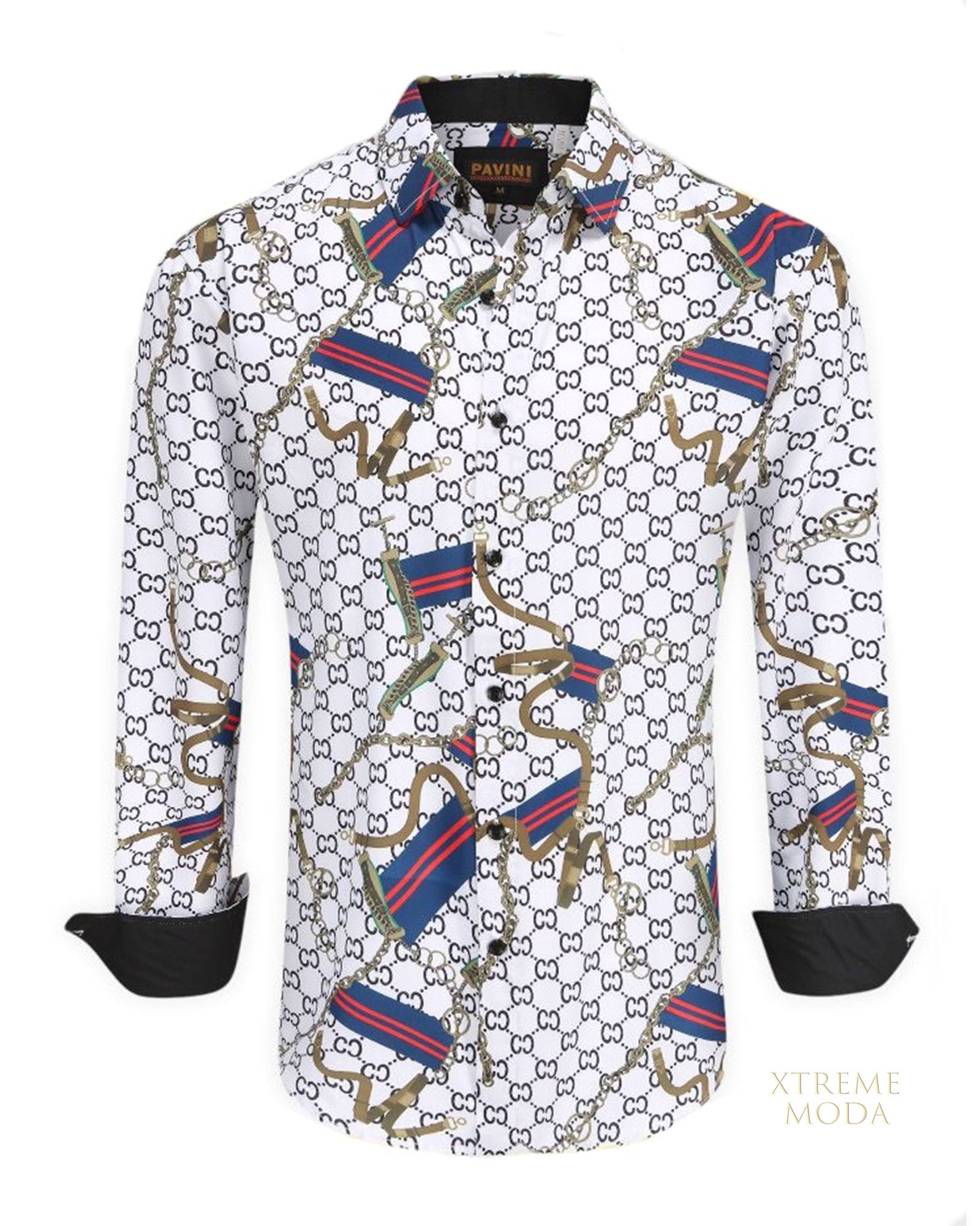 Regular fit baroque print shirt WHT