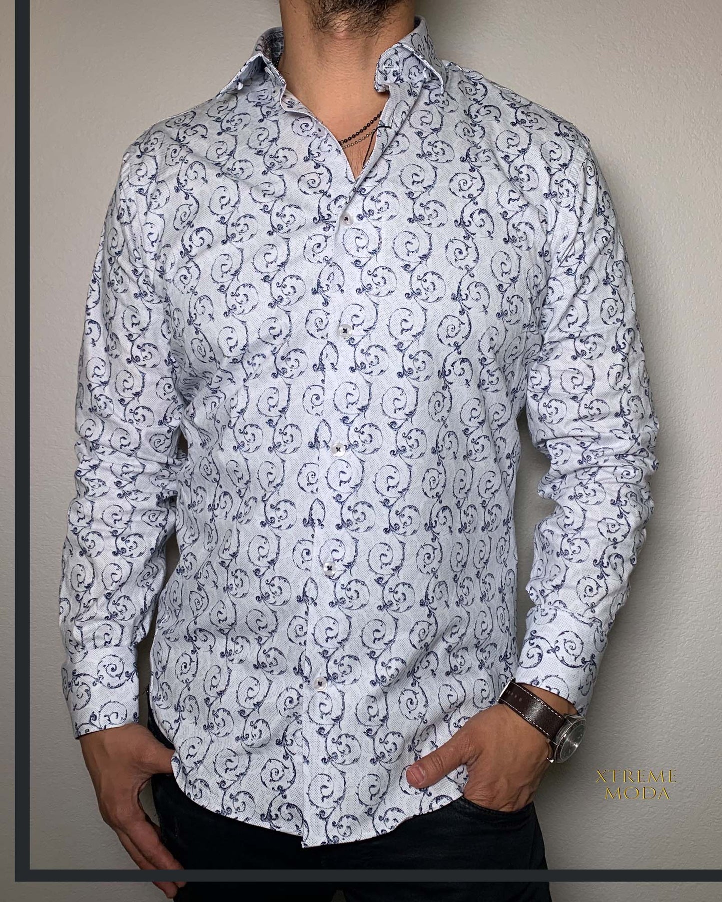 slim fit stretch dress shirt vt 1004 WHT