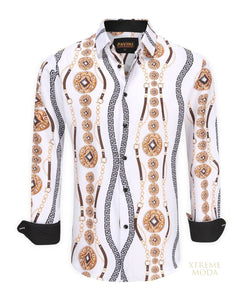 Regular fit baroque print shirt white