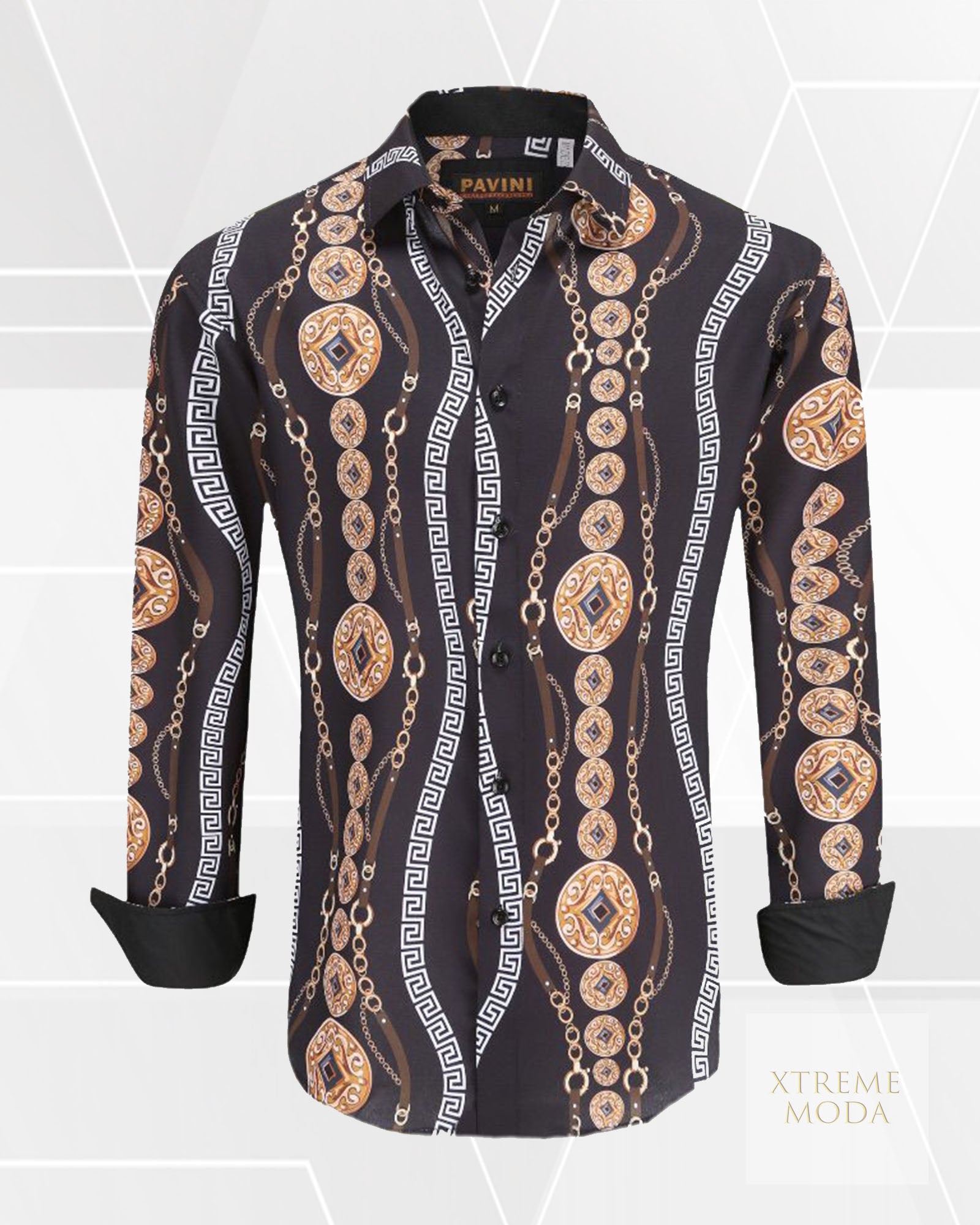 Regular fit baroque print shirt Black