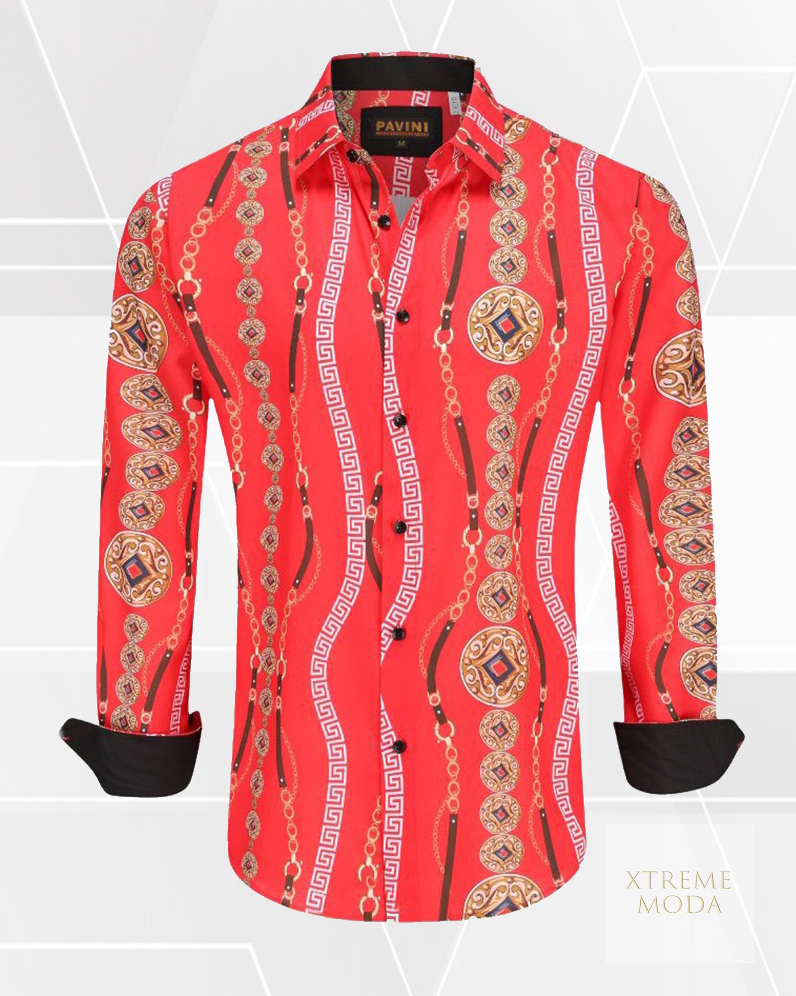 Regular fit baroque print shirt Red