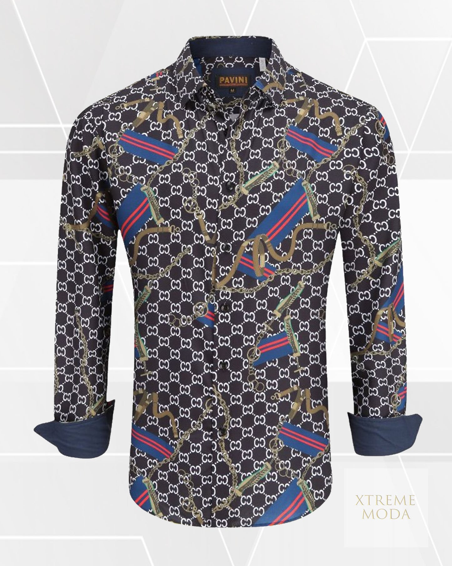 Regular fit baroque print shirt Black