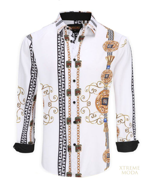 Regular fit baroque print shirt White