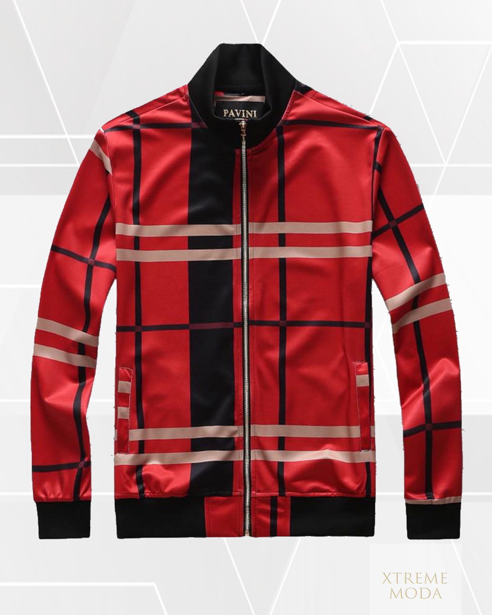 fashion plaid track jacket Red