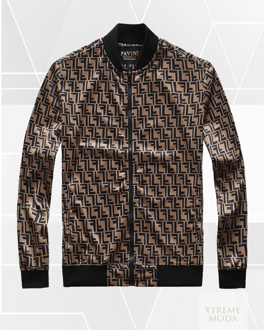 fashion FL logo track jacket Coffee