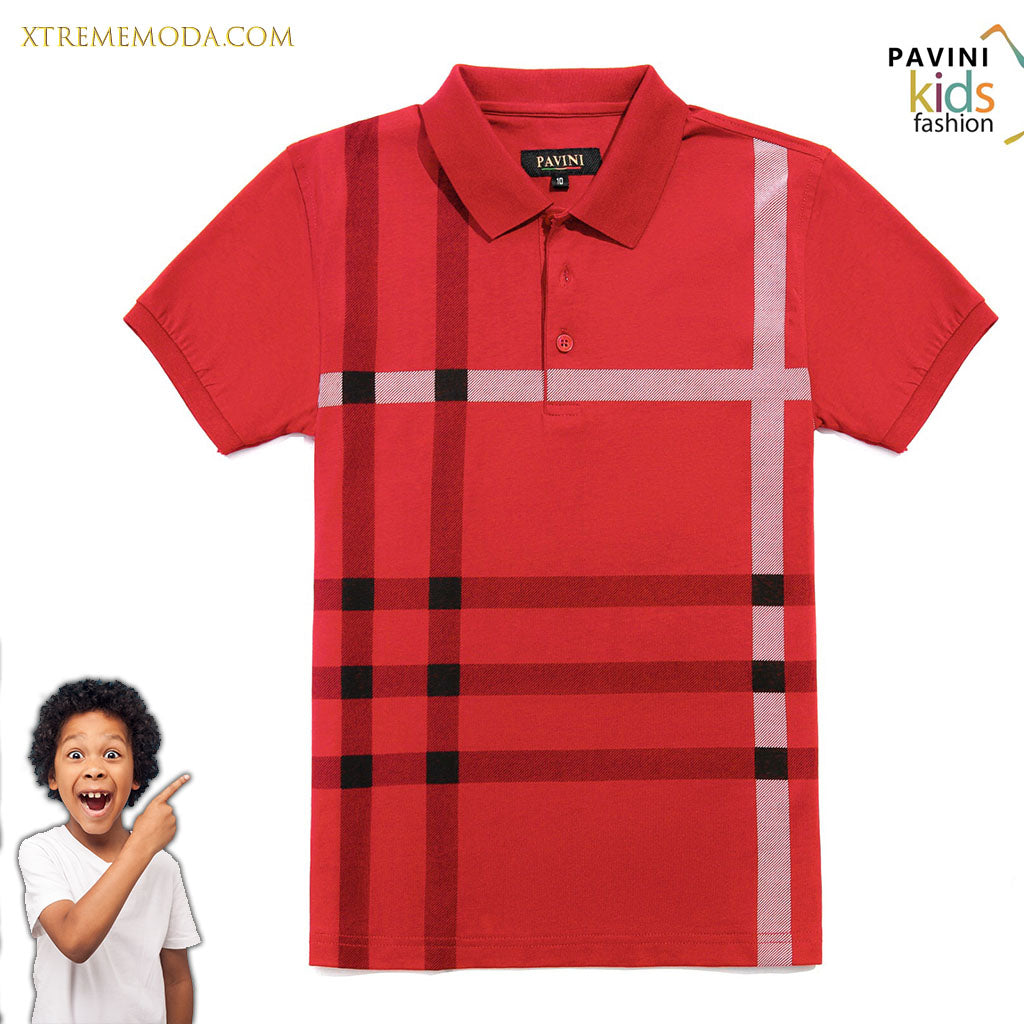 Kids polo shirt fashion print design Red